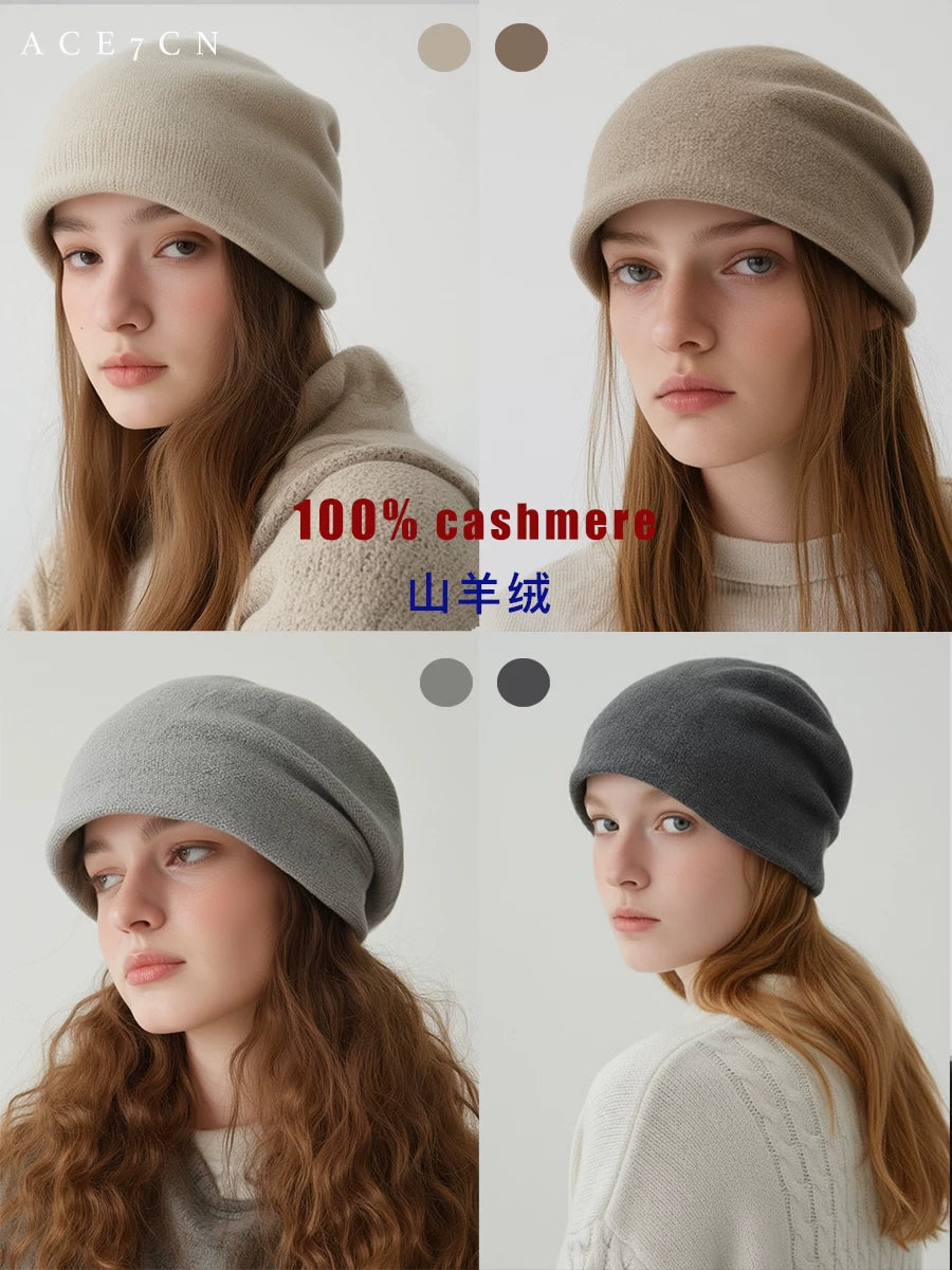 100 Cashmere Nordic Slouch Beanie Autumn-Winter Warm