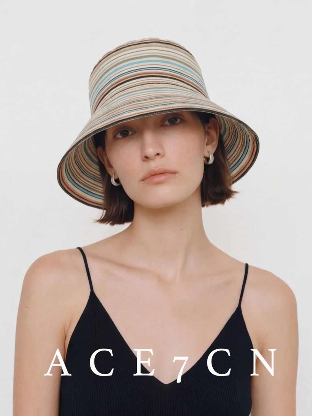 Nordic Relaxed Multi-Stripe Bucket Hat Roll-Brim Striped
