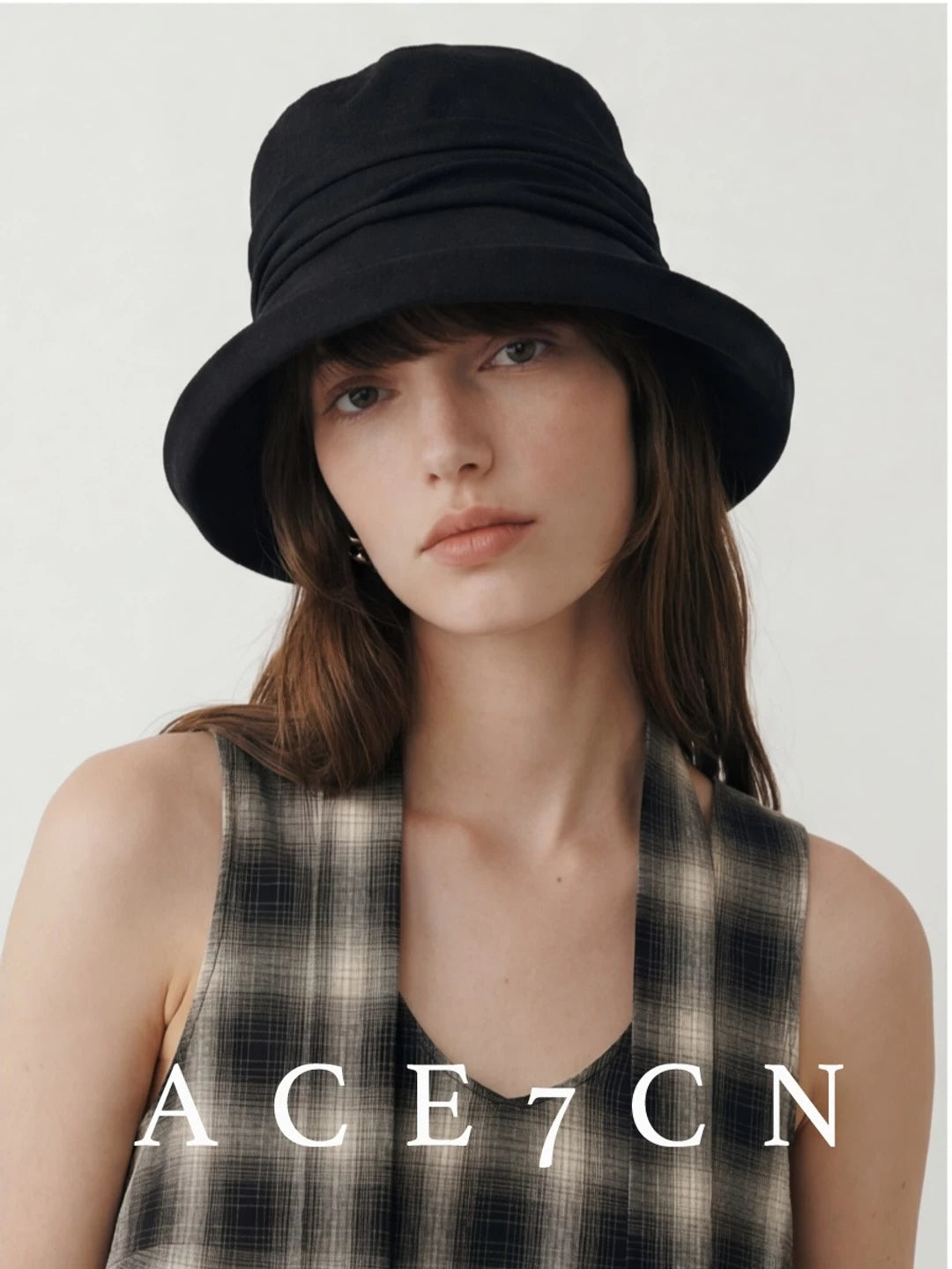 Japanese Cotton-Linen Vintage Bucket Hat Handmade Pleated