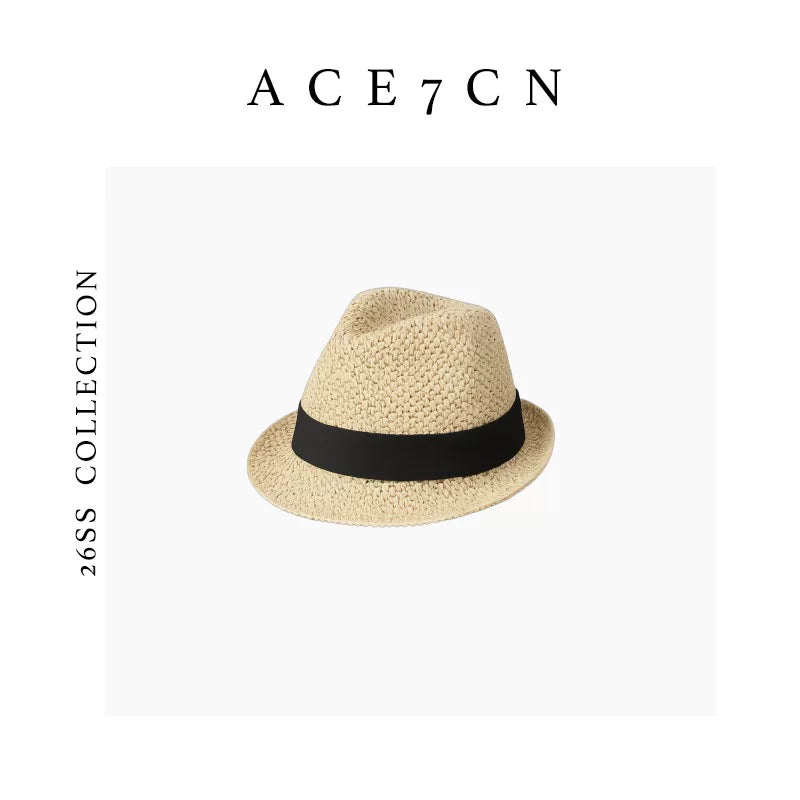 British Old-Money Premium Paper-Straw Fedora Short-Brim Straw