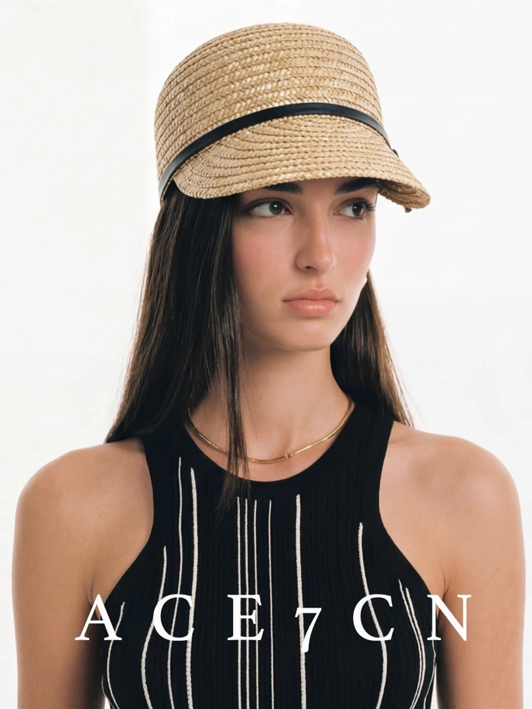 British Old-Money Straw-Woven Equestrian Hat Raffia Cap