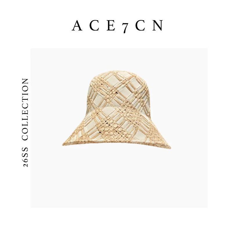 Minimalist Chic Straw-Woven Cloche Bucket Hat Natural