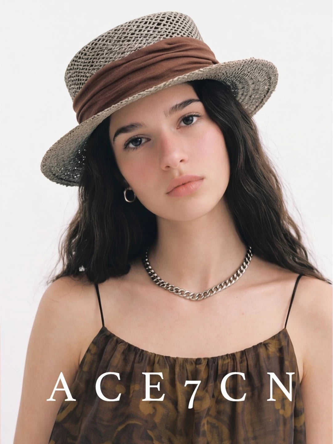 South-France Seagrass Hand-Woven Dress Hat Flat-Top Straw