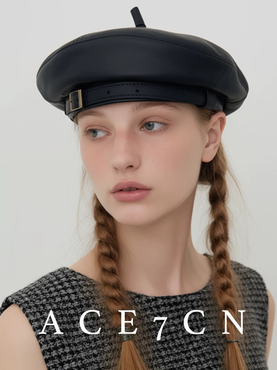 British Classic Beret Vintage PU Painter Beret