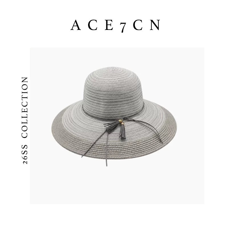 South-France Resort Paper-Straw Sun Hat Multi-Stripe Seaside