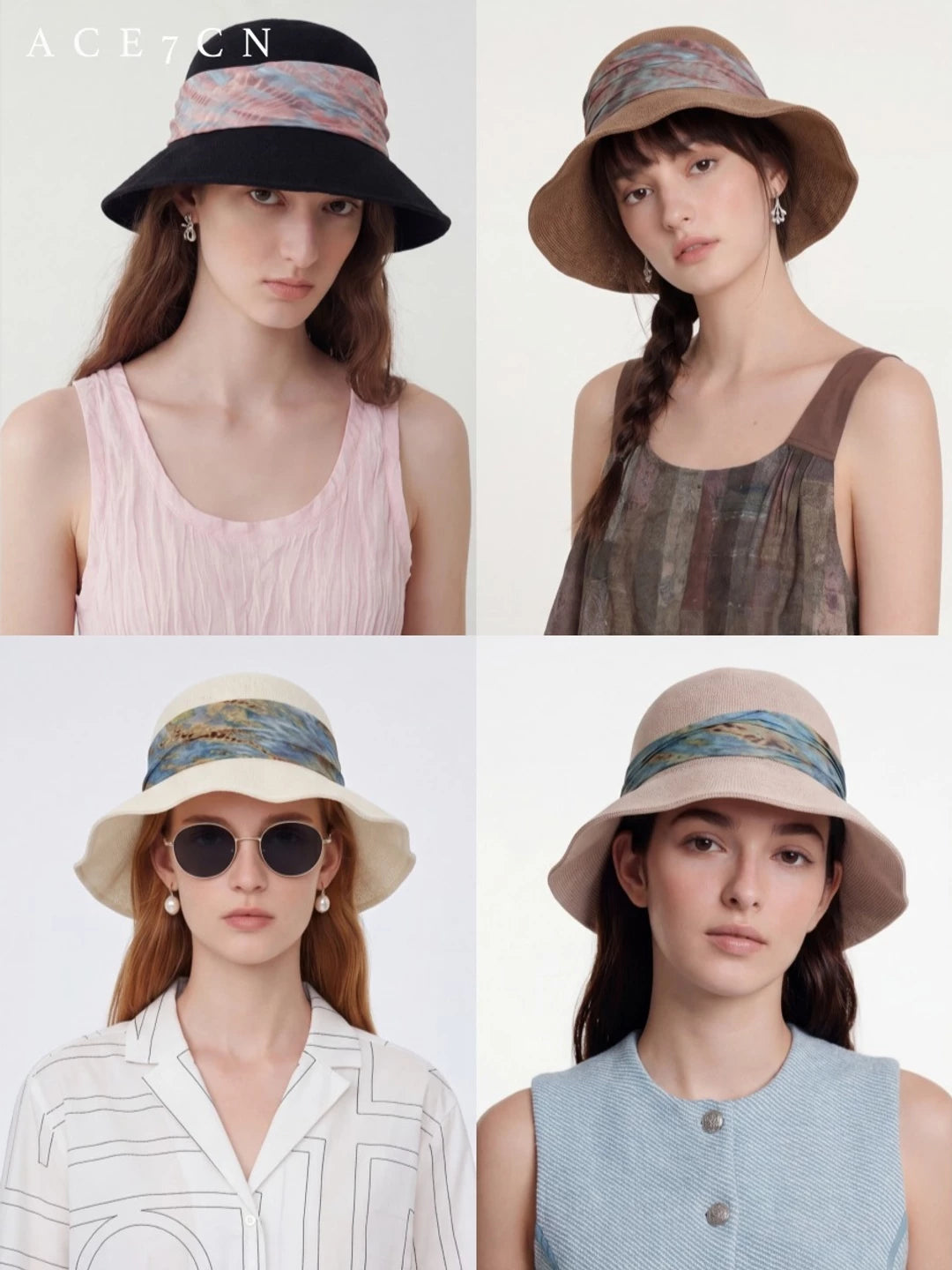 French Vintage Bucket Hat Ink-Wash Bucket Hat