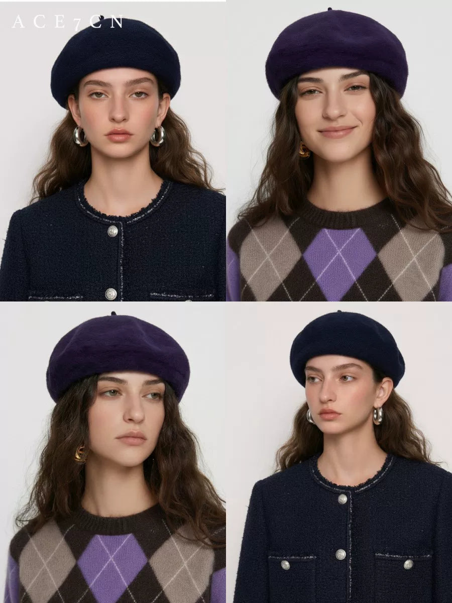 British Vintage Wool Beret Versatile Newsboy Cap