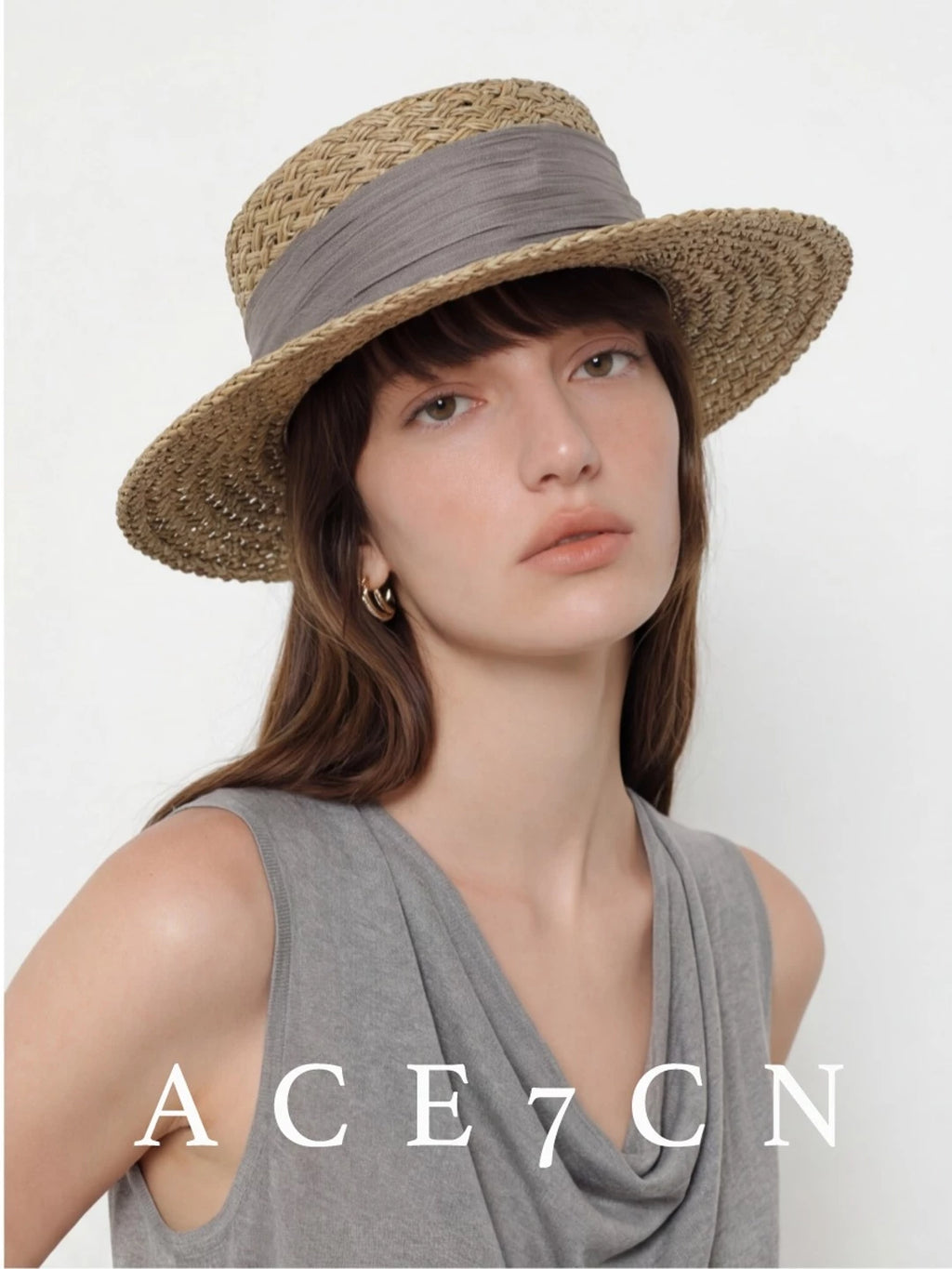 French Elegant Silk Straw Hat Openwork Resort