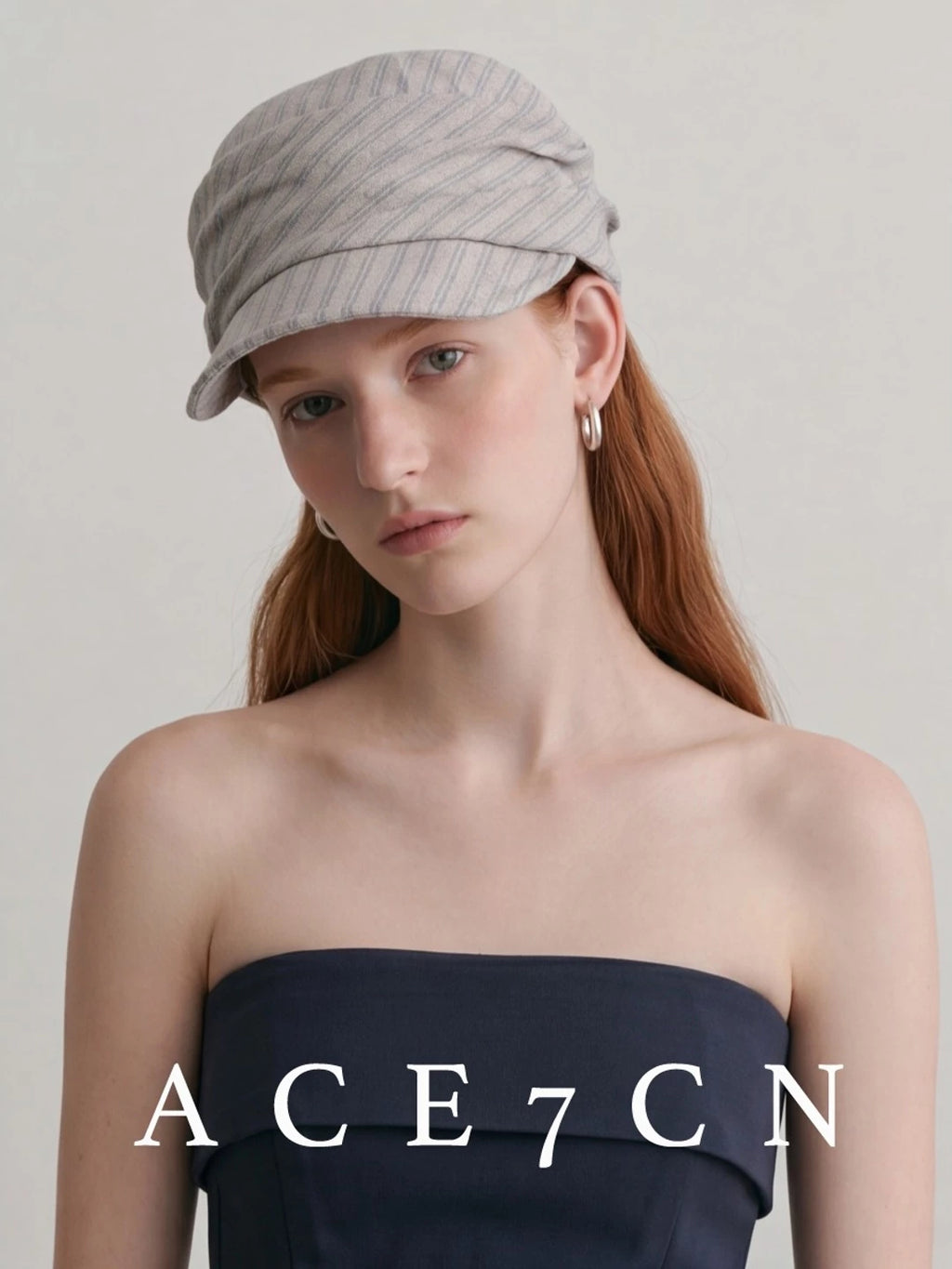 Artsy Korean Striped Cotton-Linen Riding Hat Handmade