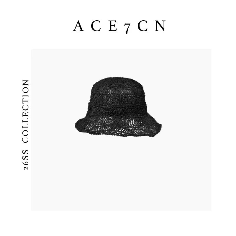 Lightweight Openwork Woven Bucket Hat Breathable Soft