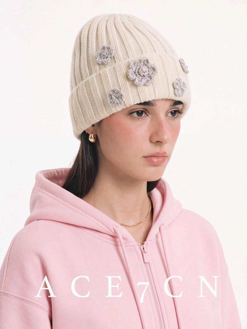 Korean Niche Knit Beanie 26 Autumn-Winter Floral