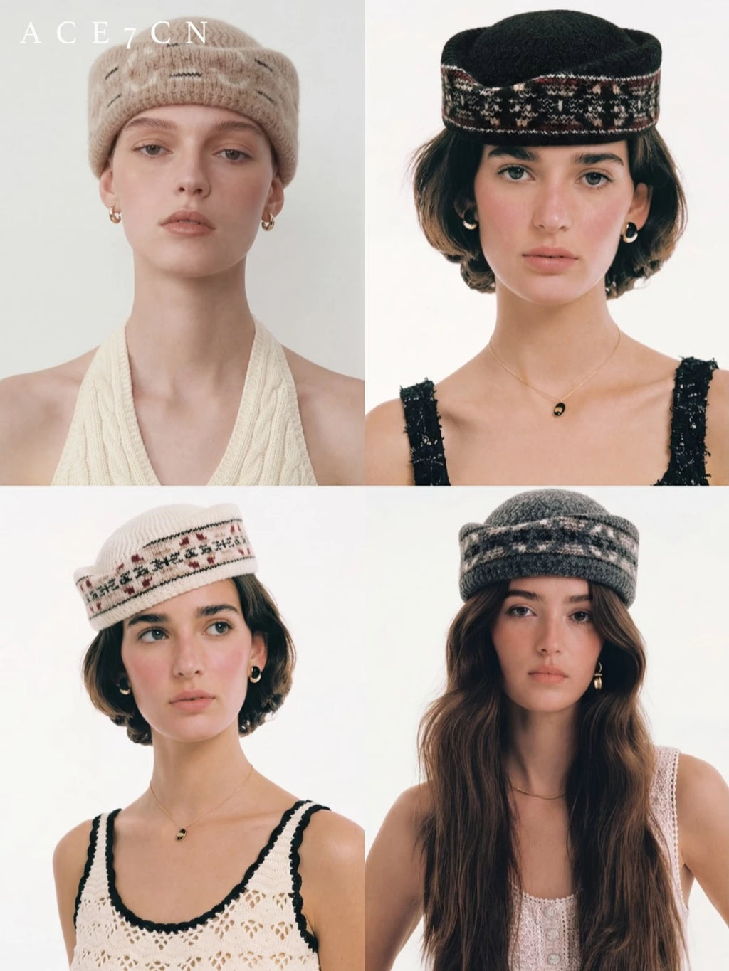 Danish Relaxed Knit Pillbox Hat Jacquard Dress
