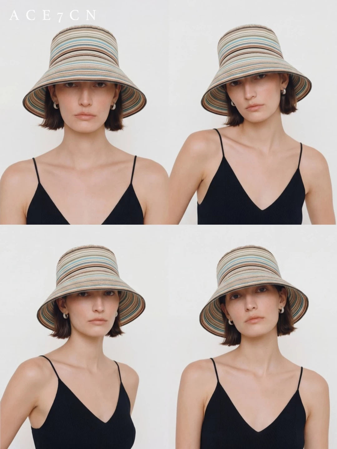 Nordic Relaxed Multi-Stripe Bucket Hat Roll-Brim Striped