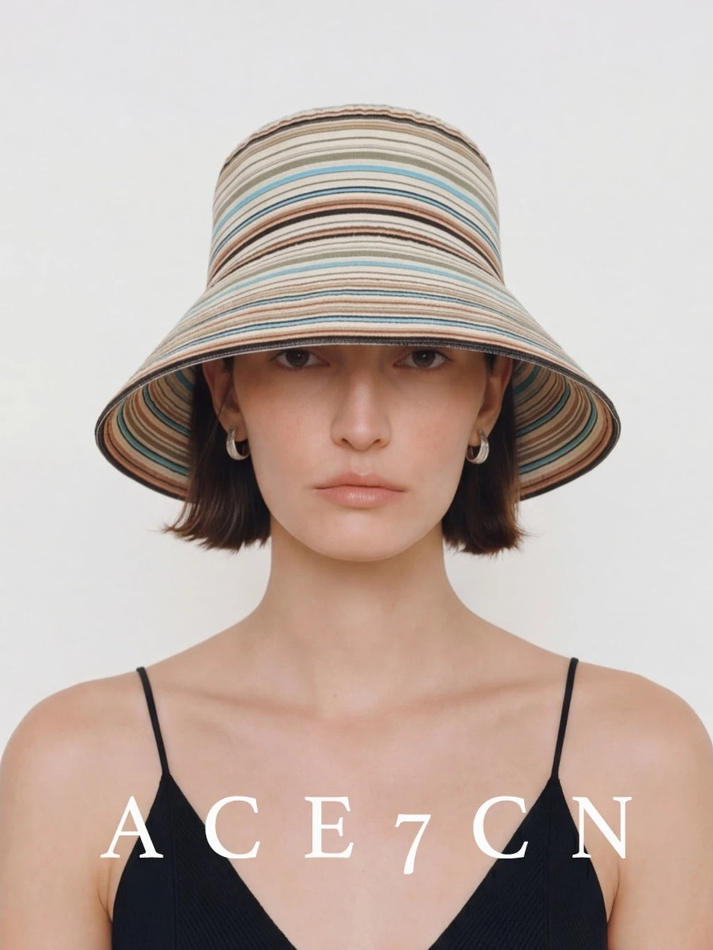 Nordic Relaxed Multi-Stripe Bucket Hat Roll-Brim Striped