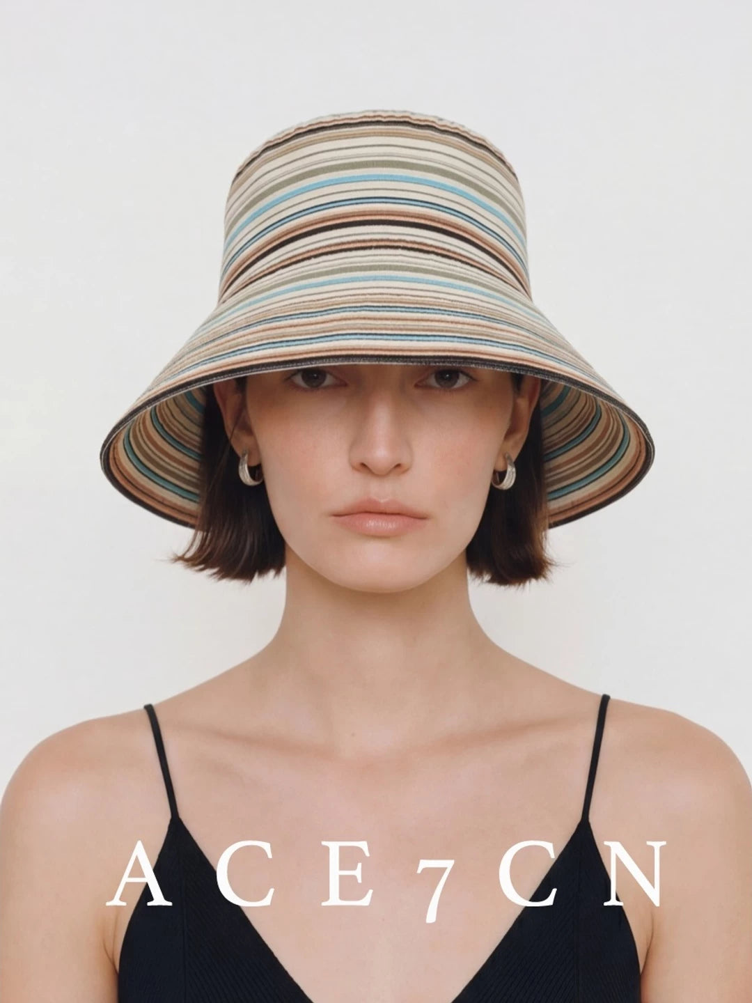 Nordic Relaxed Multi-Stripe Bucket Hat Roll-Brim Striped