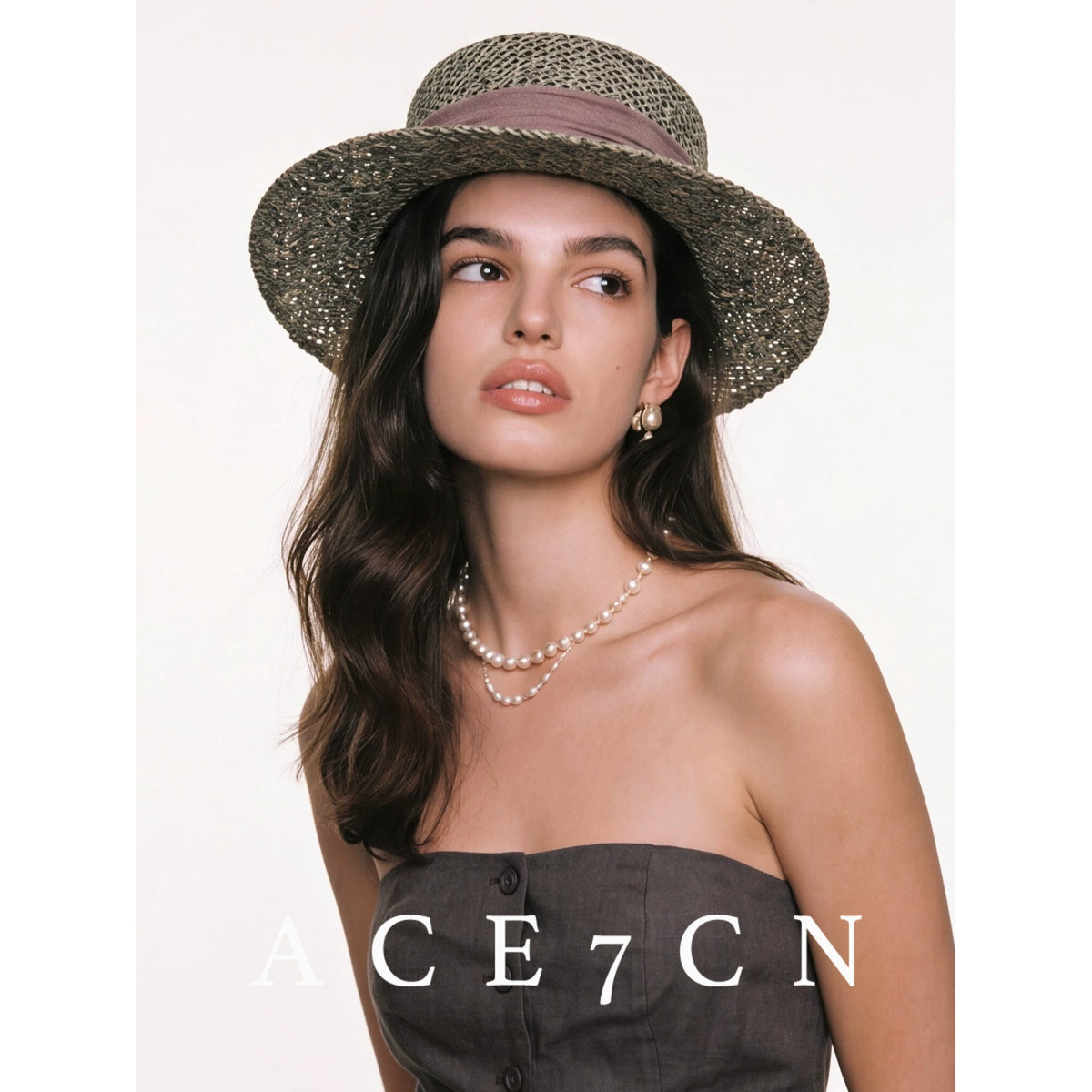 South-France Seagrass Hand-Woven Dress Hat Flat-Top Straw