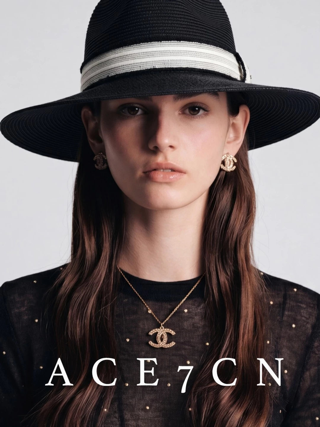 Parisian Tweed Classic Black-White Straw Hat Hepburn
