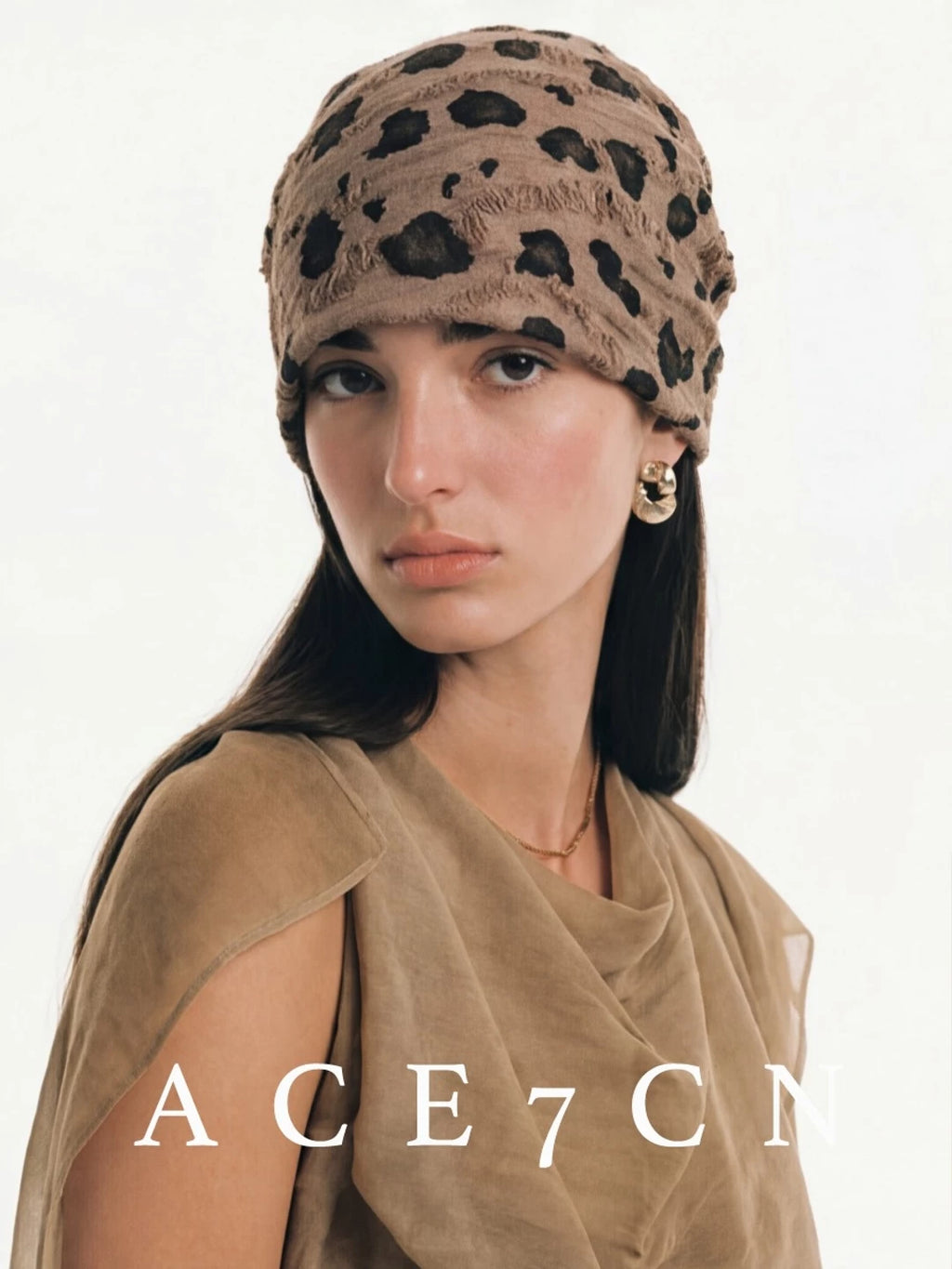 Vintage Hat Slouch Beanie Leopard Headwrap