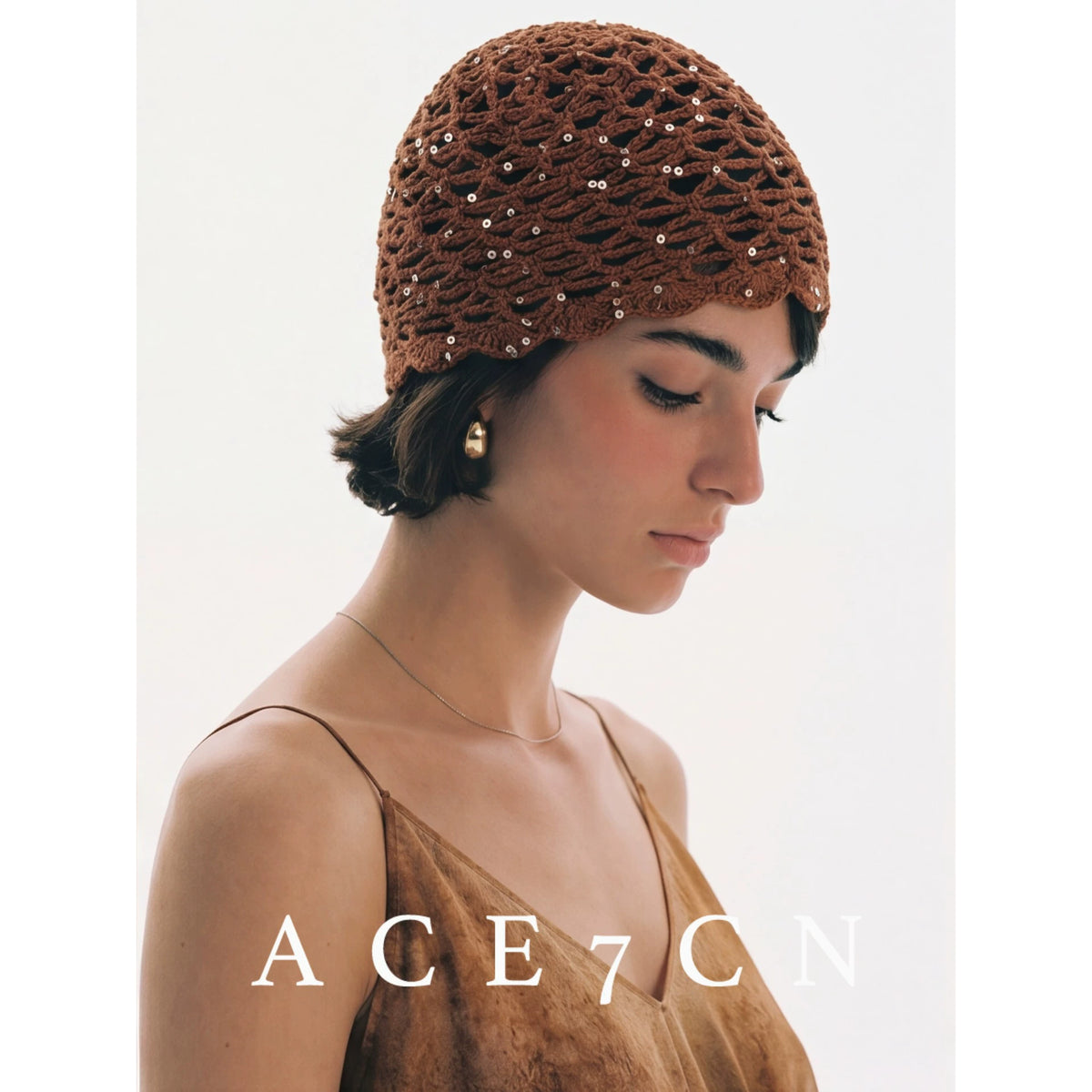 Old-Money Vintage Handmade Hat Chic Sequin Headwrap