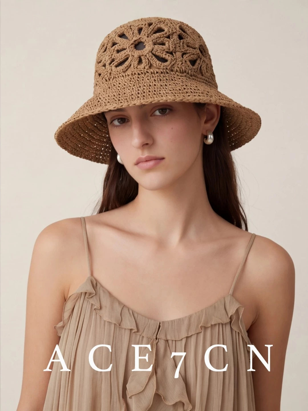 South-France Holiday Openwork Straw-Woven Bucket Hat Bucket