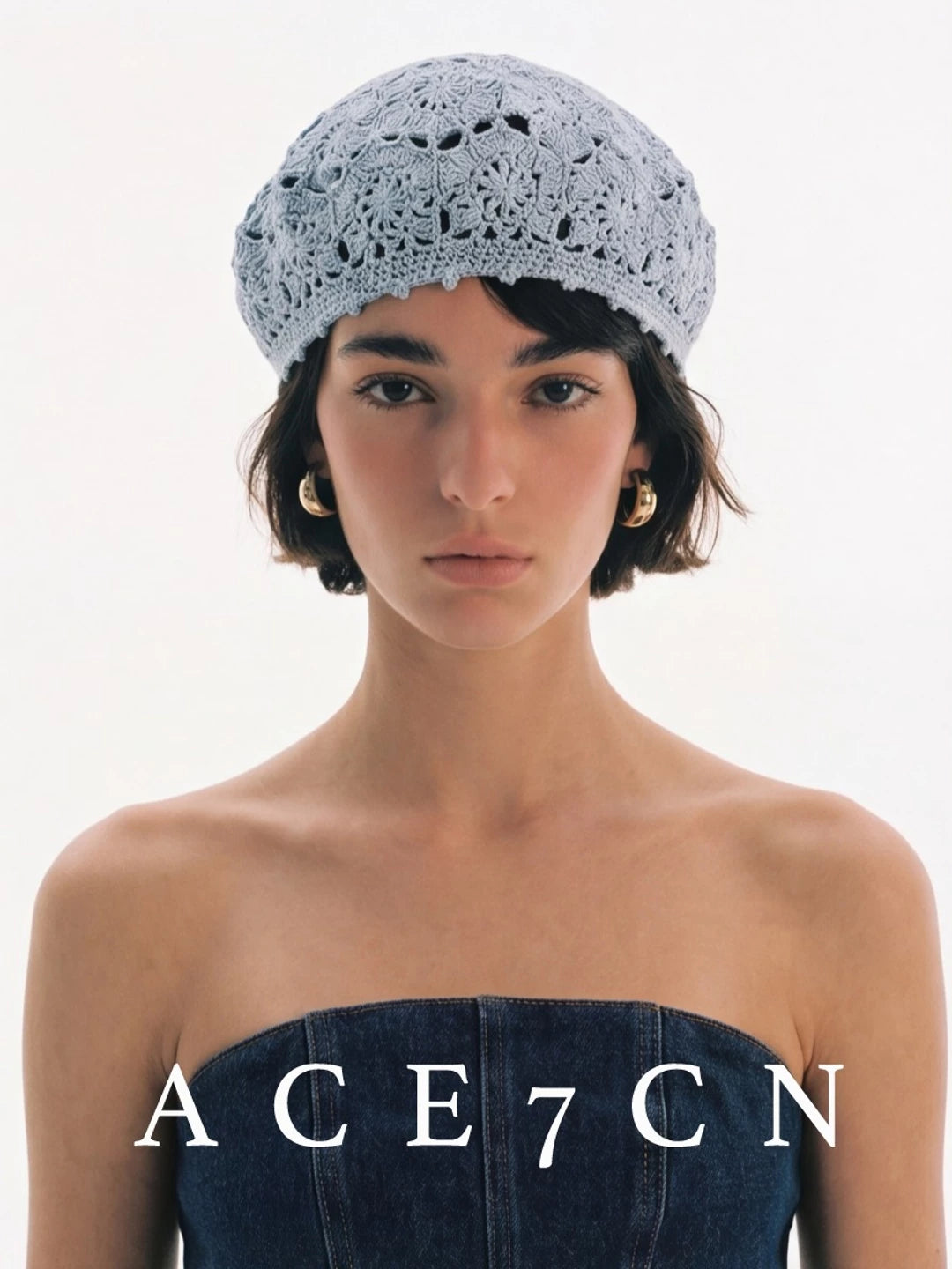French Elegant Handmade Beret Openwork Lace Painter