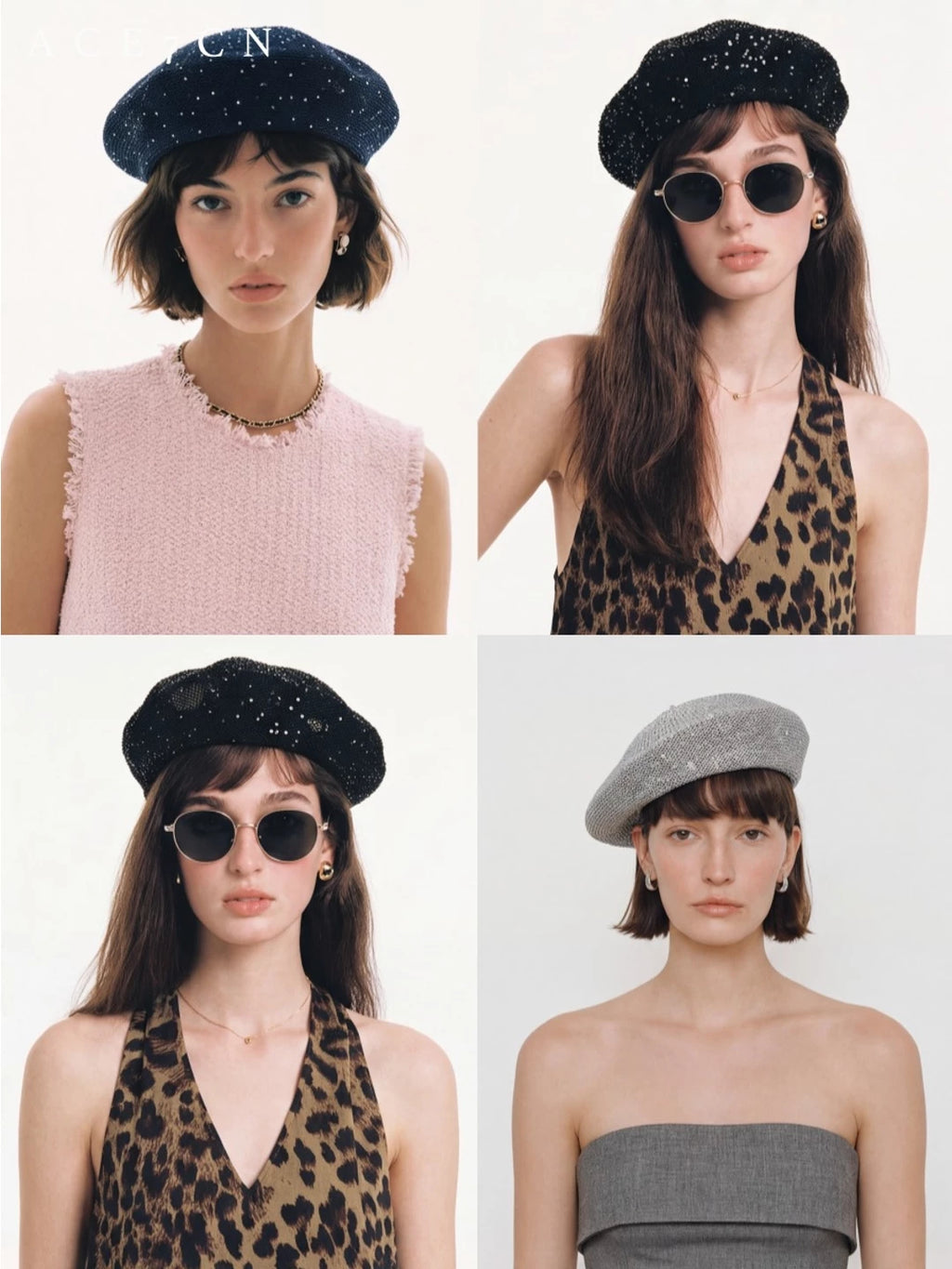British Classic Subtle-Glitter Beret Sequin Painter Beret