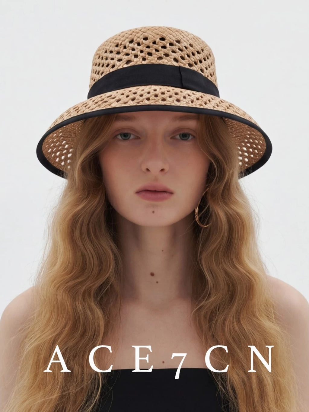 Parisian Runway Hepburn Cloche Hat Straw-Woven Openwork