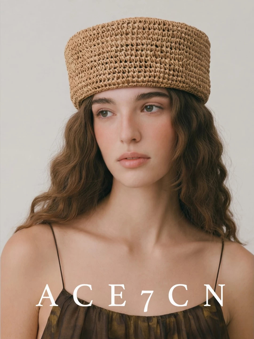 British Vintage pillbox Hat Openwork Straw-Woven Round-Top