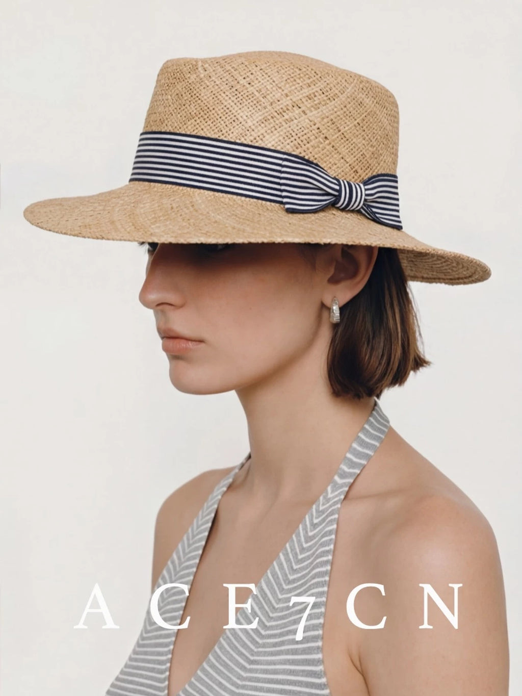 Parisian Urban Chic Natural-Straw Woven Dress Hat