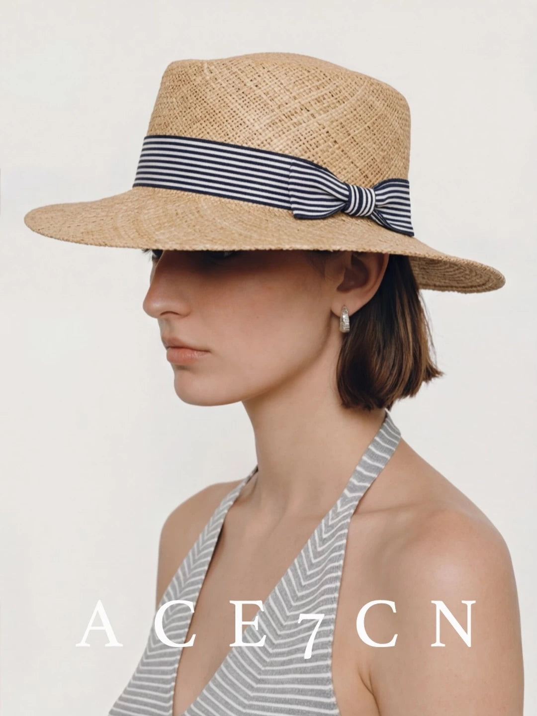 Parisian Urban Chic Natural-Straw Woven Dress Hat