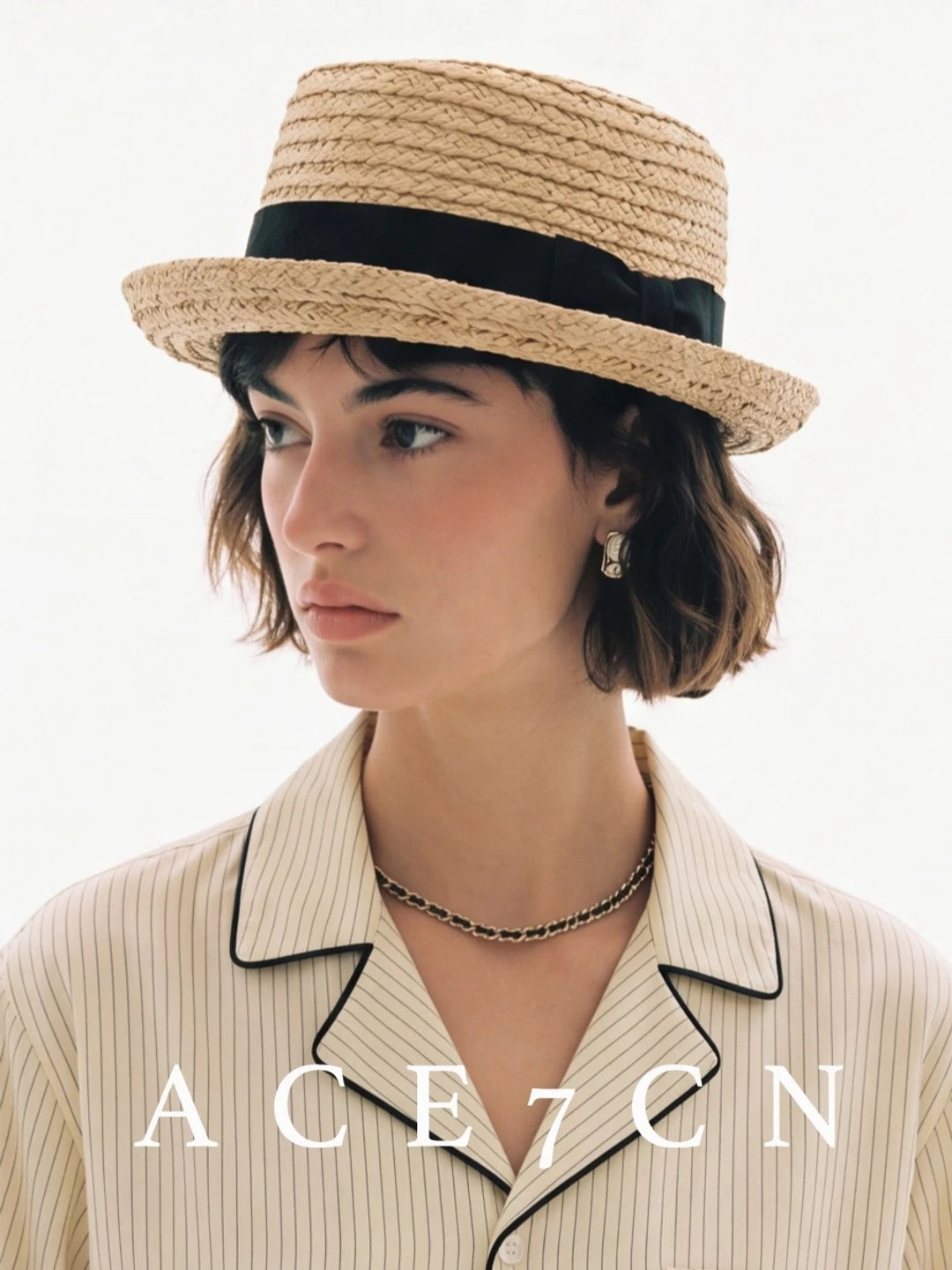 British Vintage Niche Premium Raffia Dress Hat
