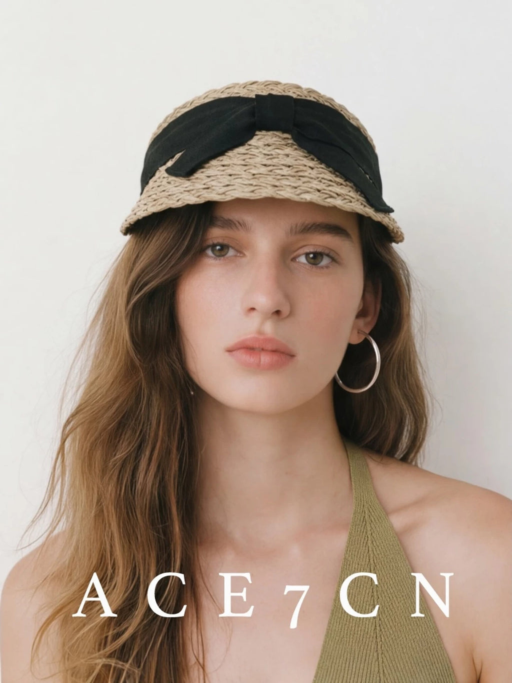 Korean Niche Natural Seagrass Visor Bow Sun-Shade