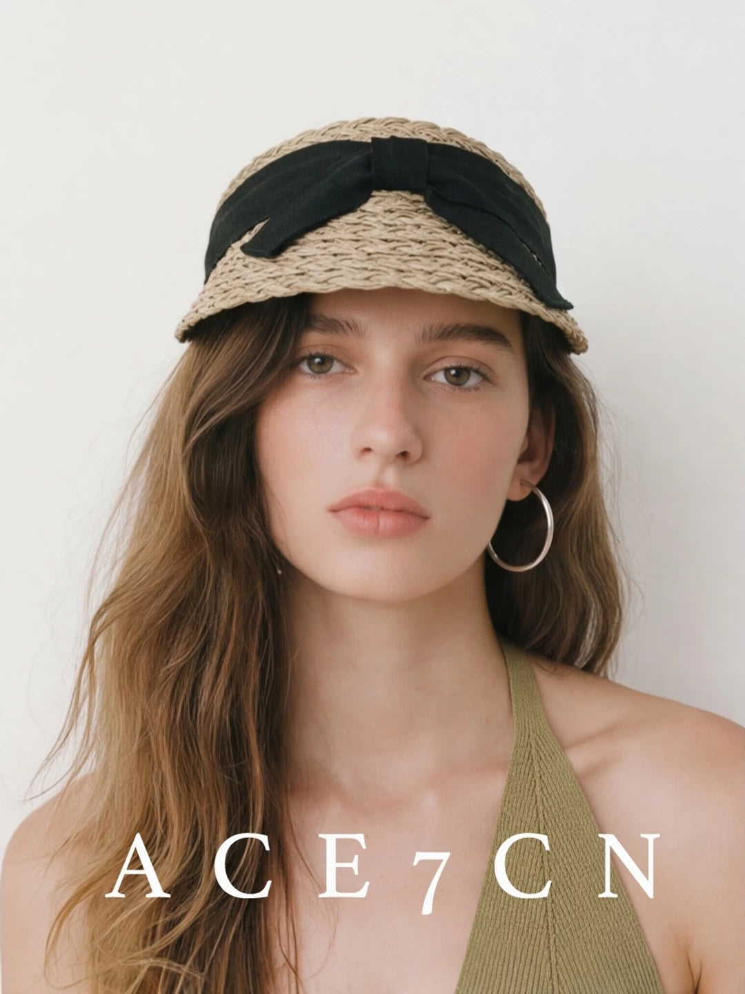 Korean Niche Natural Seagrass Visor Bow Sun-Shade