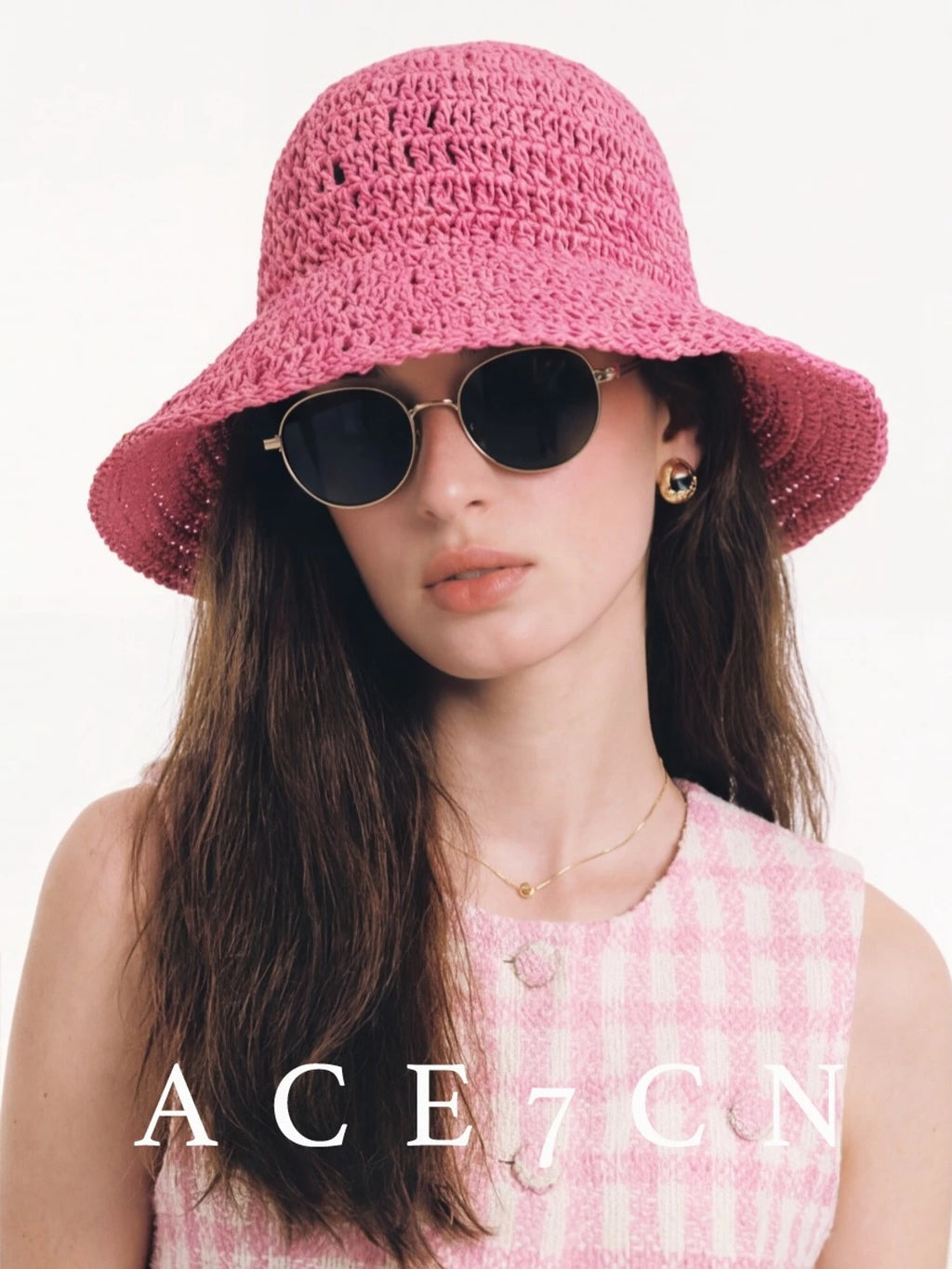 South-France Holiday Hand-Crochet Bucket Hat Woven Breathable