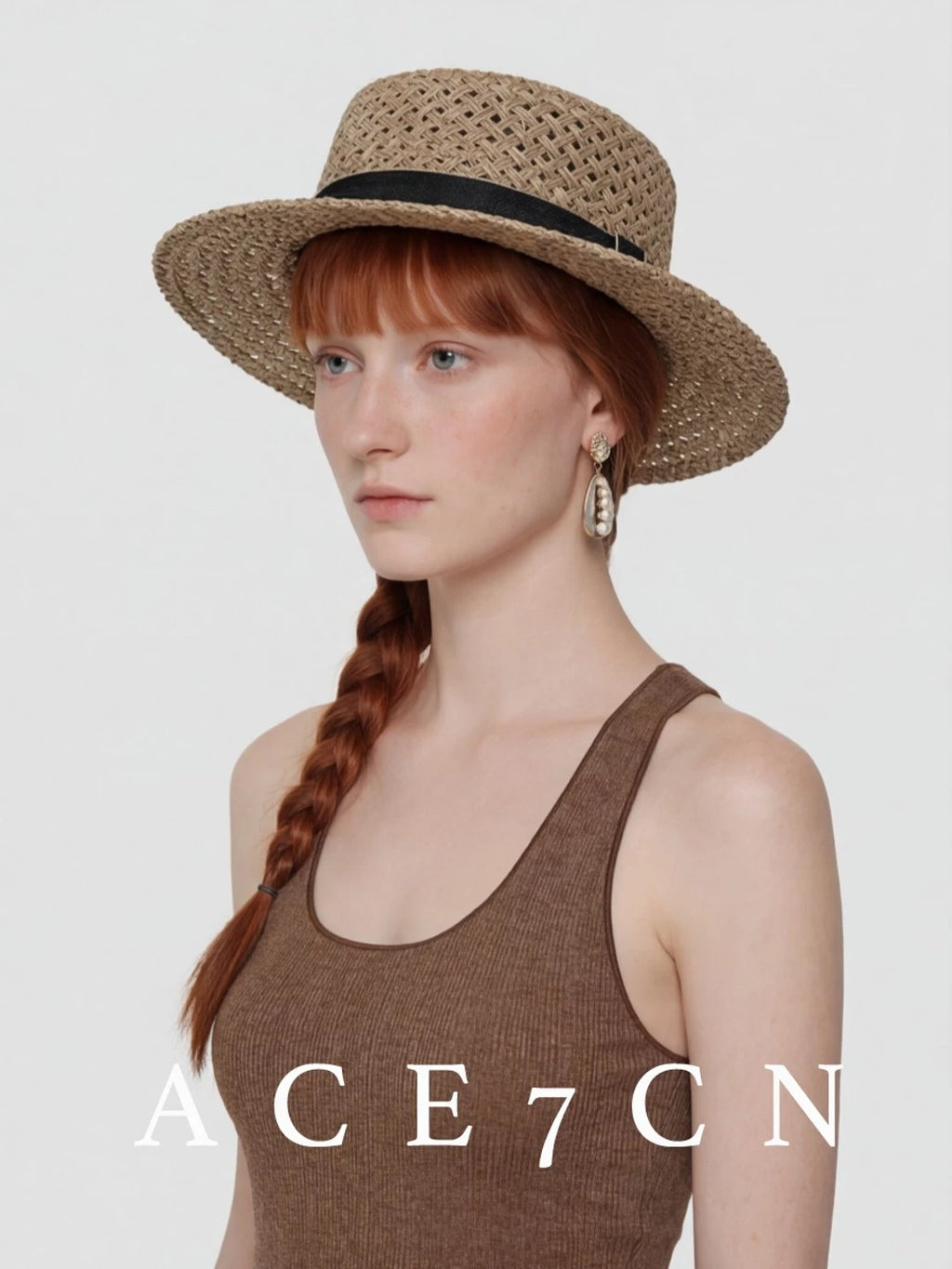 Korean High-Quality Seagrass Handmade Straw Hat Hepburn