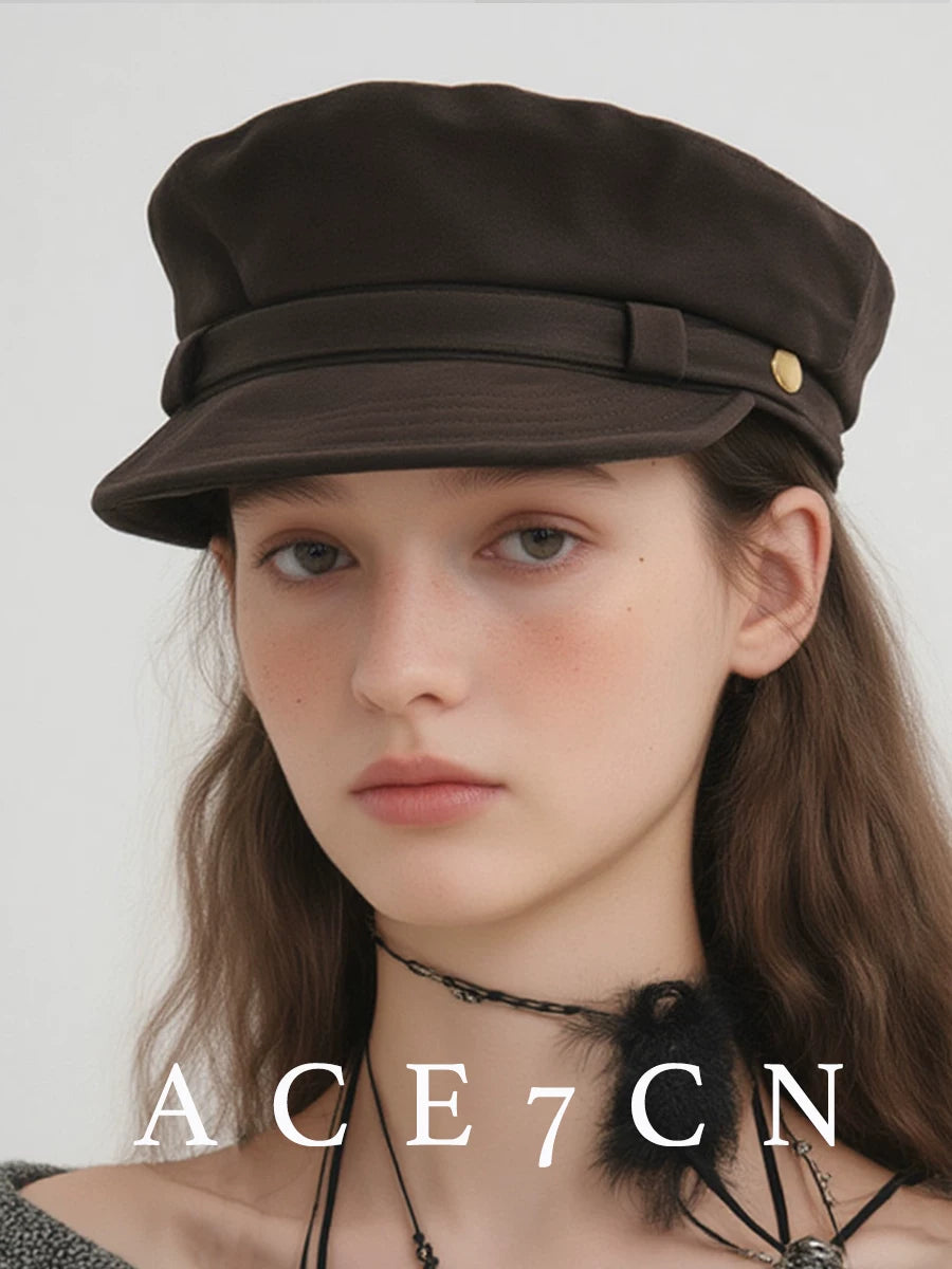Vintage British Newsboy Cap Women Premium Suede