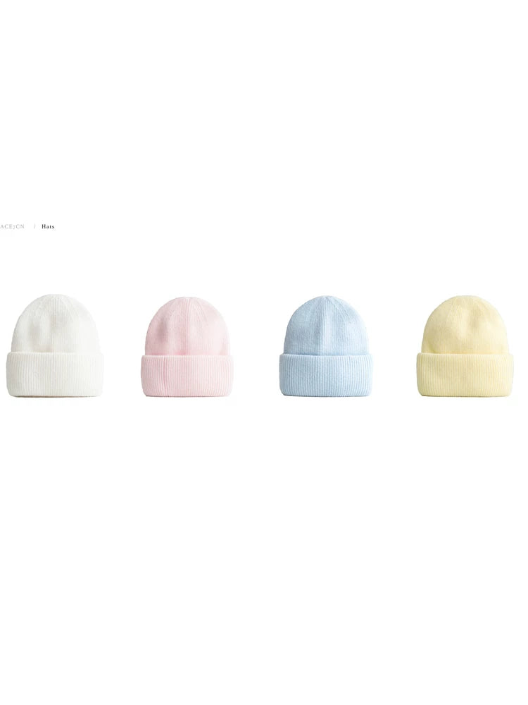 Nordic Muted Cream Knit Beanie Women Autumn-Winter