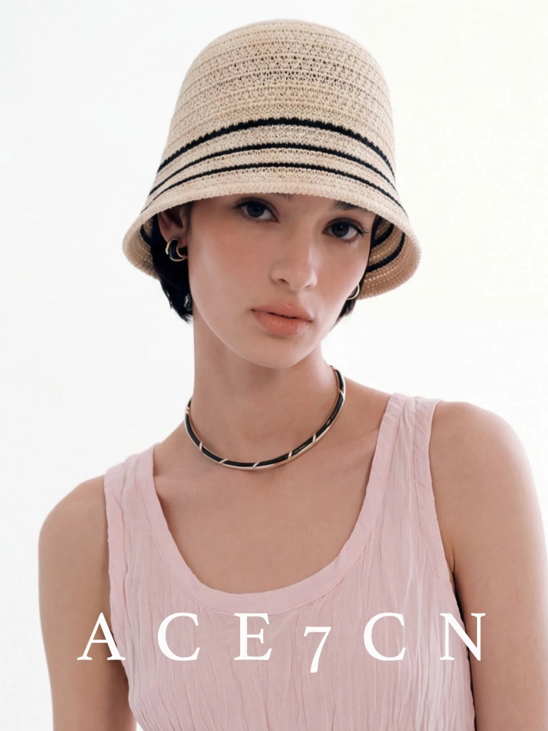 South-France Classic Hepburn Bucket Hat Color-Block Striped