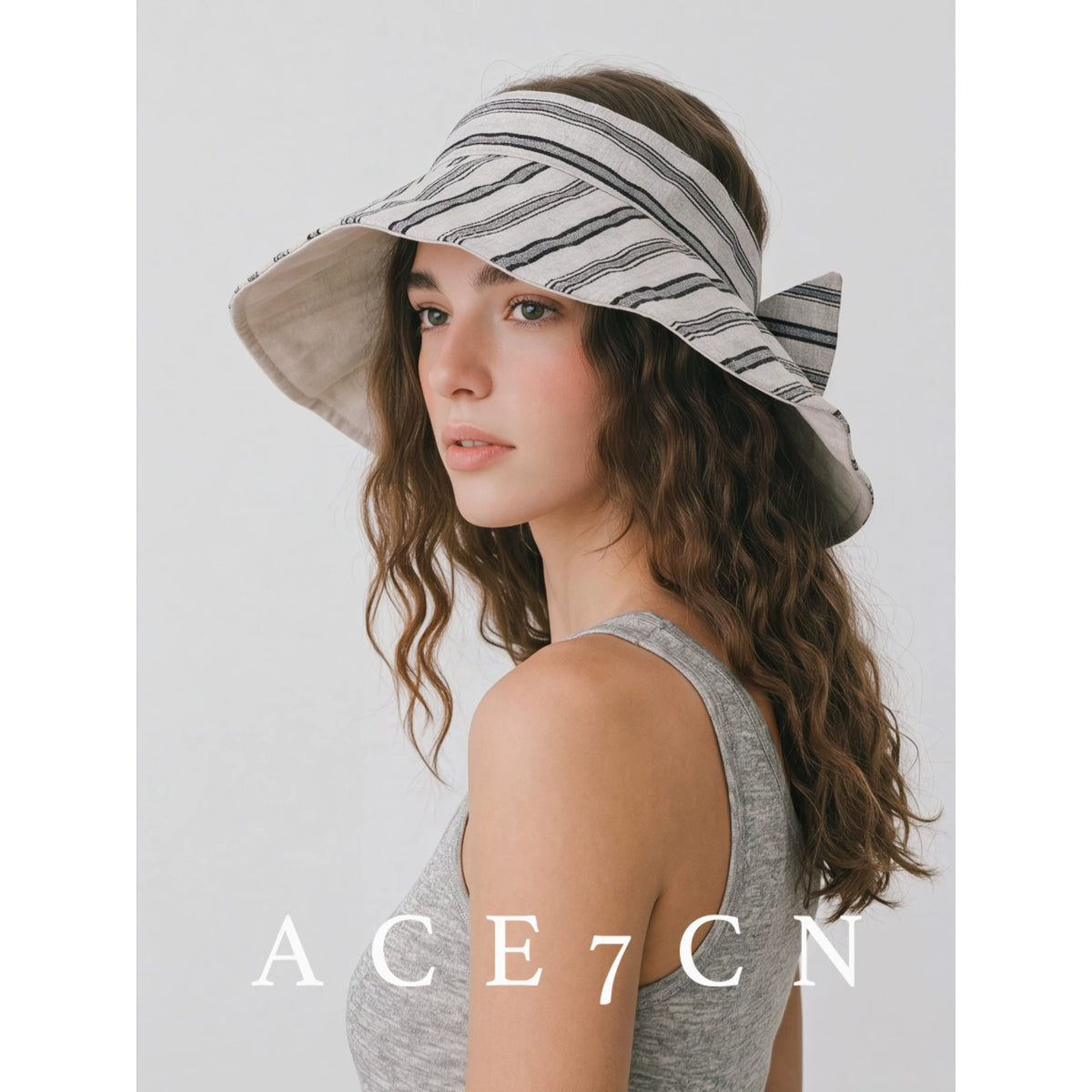 Athleisure Outdoor Sun-Protection Visor Striped Roll-Brim Sun