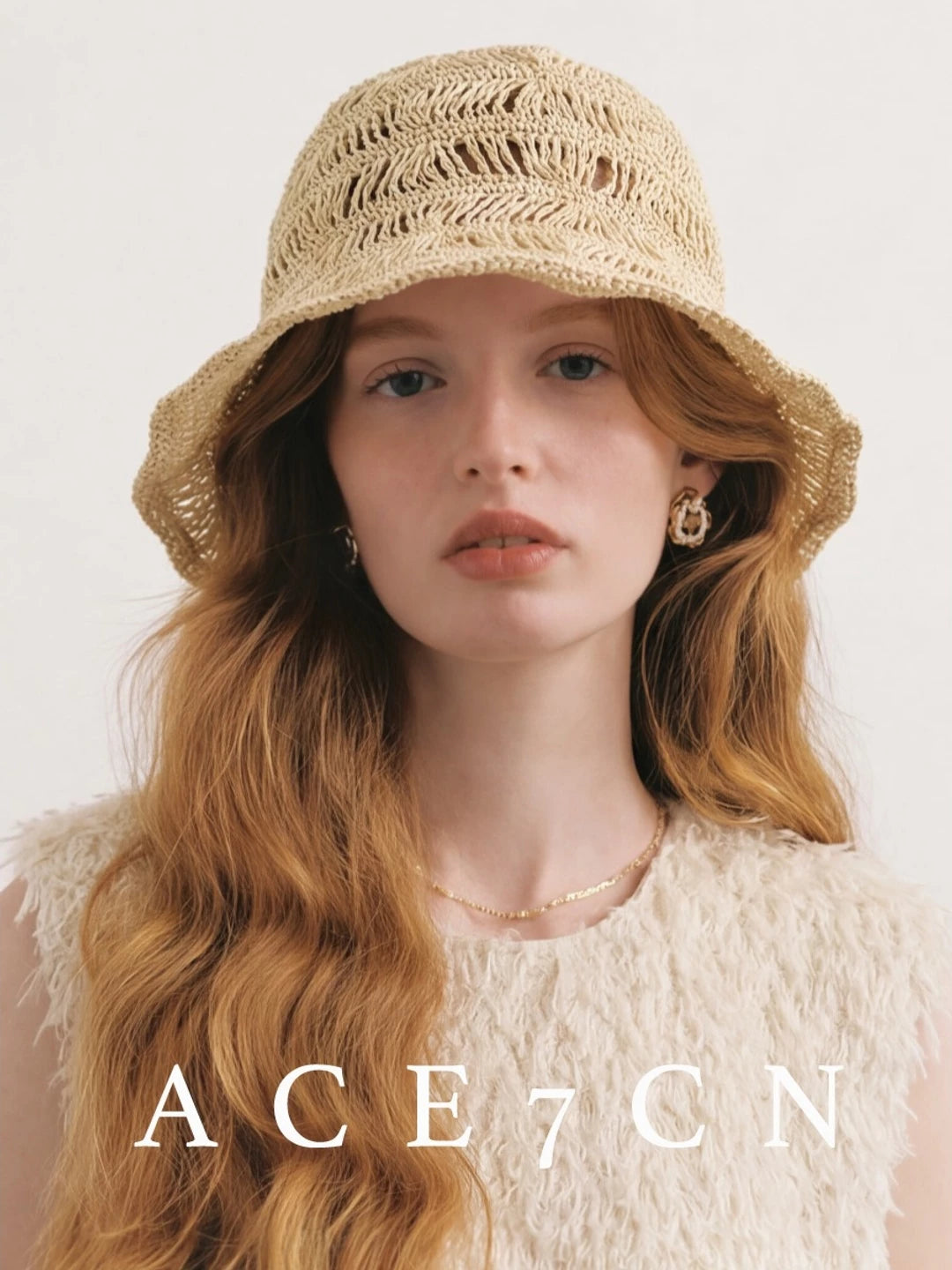 Urban Openwork Bucket Hat Relaxed Lightweight Straw