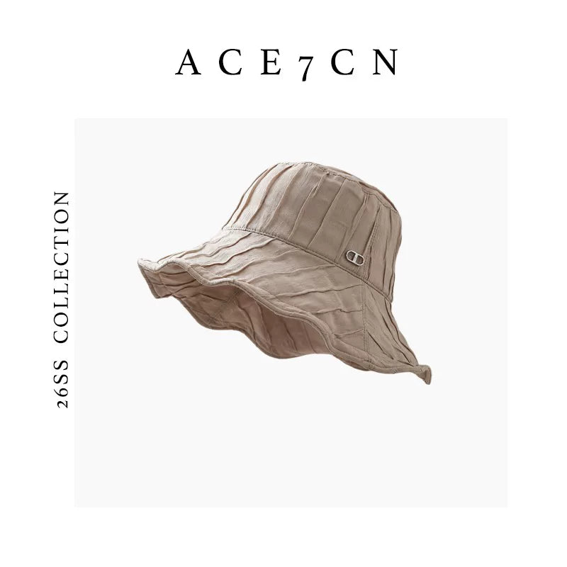 Japanese Outdoor Handmade Pleated Bucket Hat Bucket