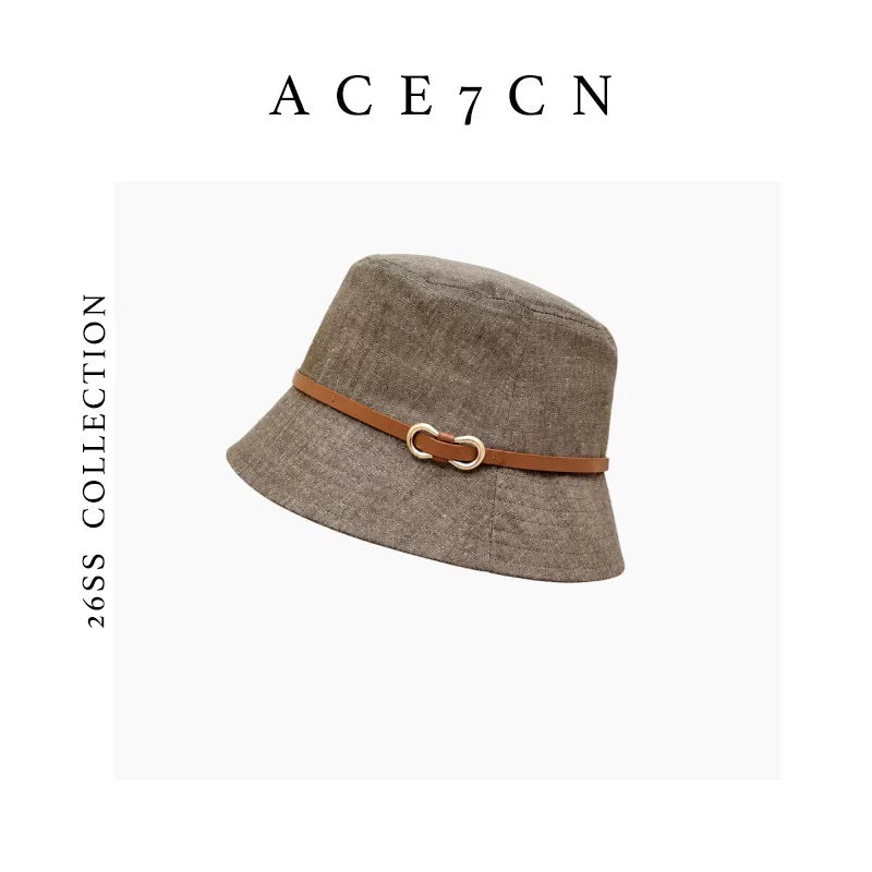 Urban Minimalist Cotton-Linen Bucket Hat Outdoor Casual
