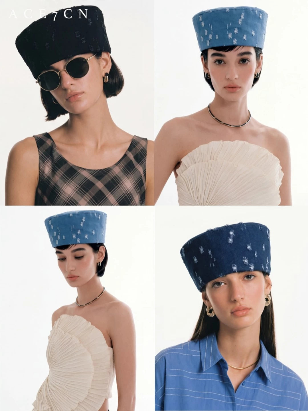 Urban Casual Denim Pillbox Hat pillbox Hepburn