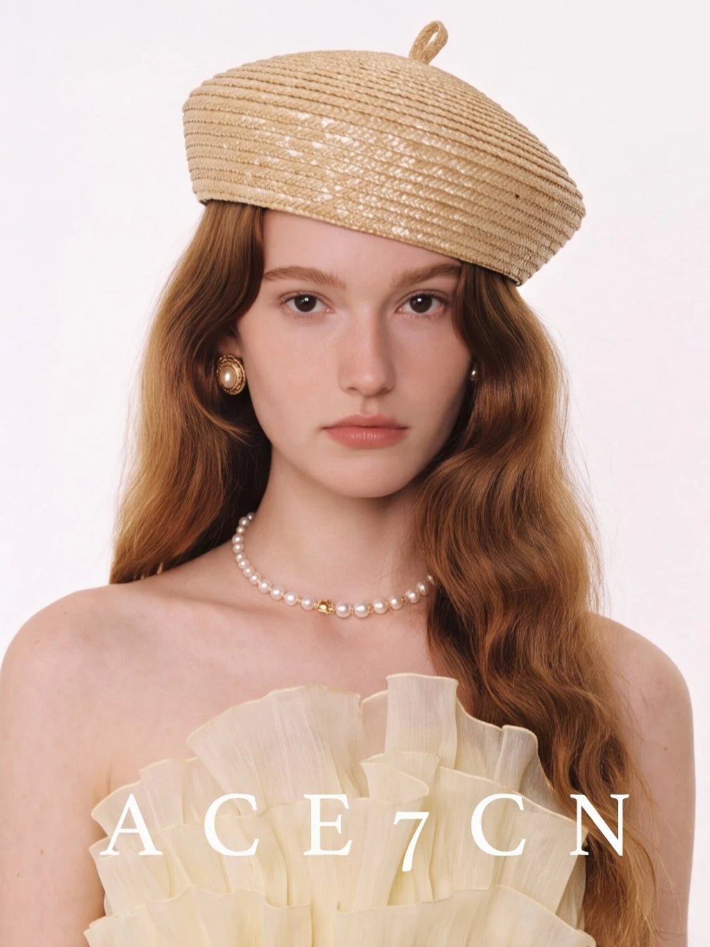 Parisian Elegant Straw-Woven Pillbox Hat Wheat-Straw Beret