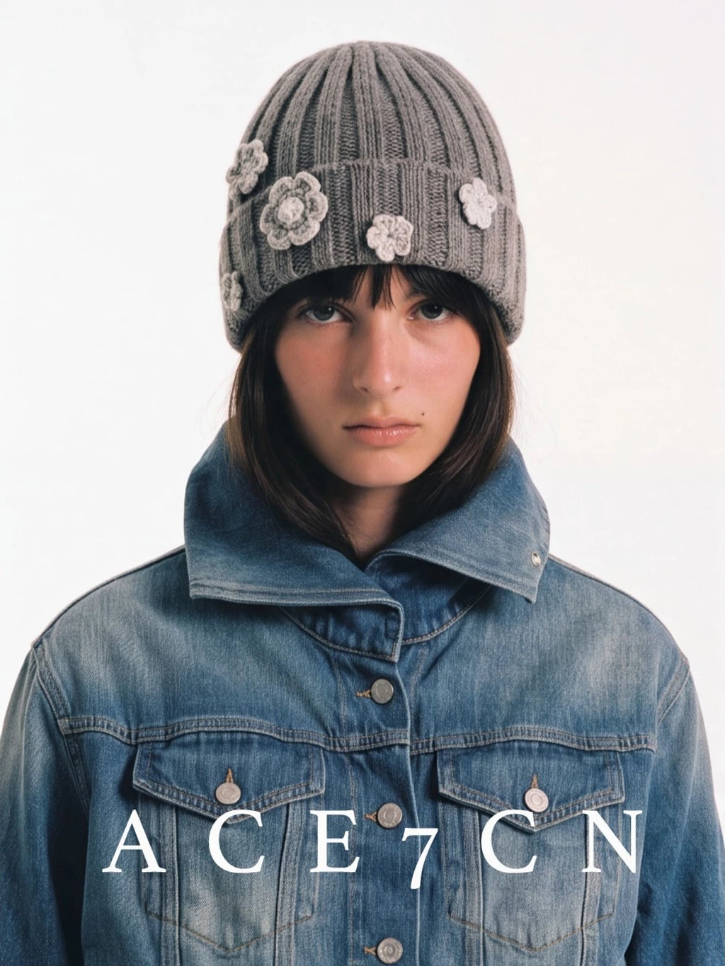 Korean Niche Knit Beanie 26 Autumn-Winter Floral