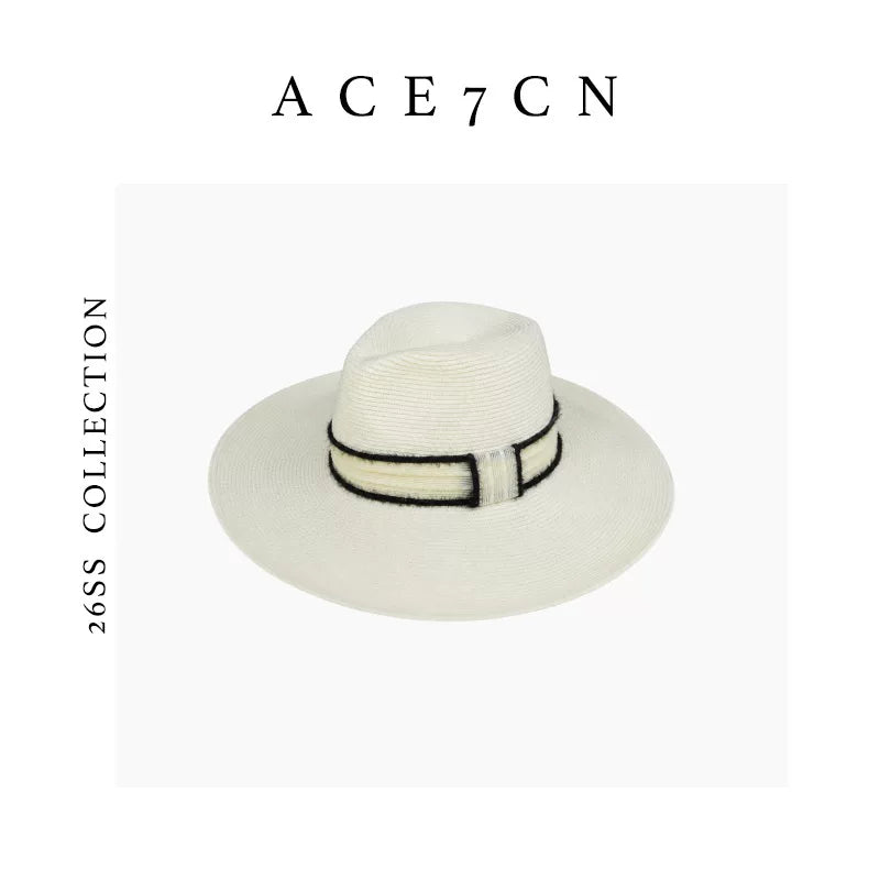 French Tweed Classic White Straw Hat Elegant