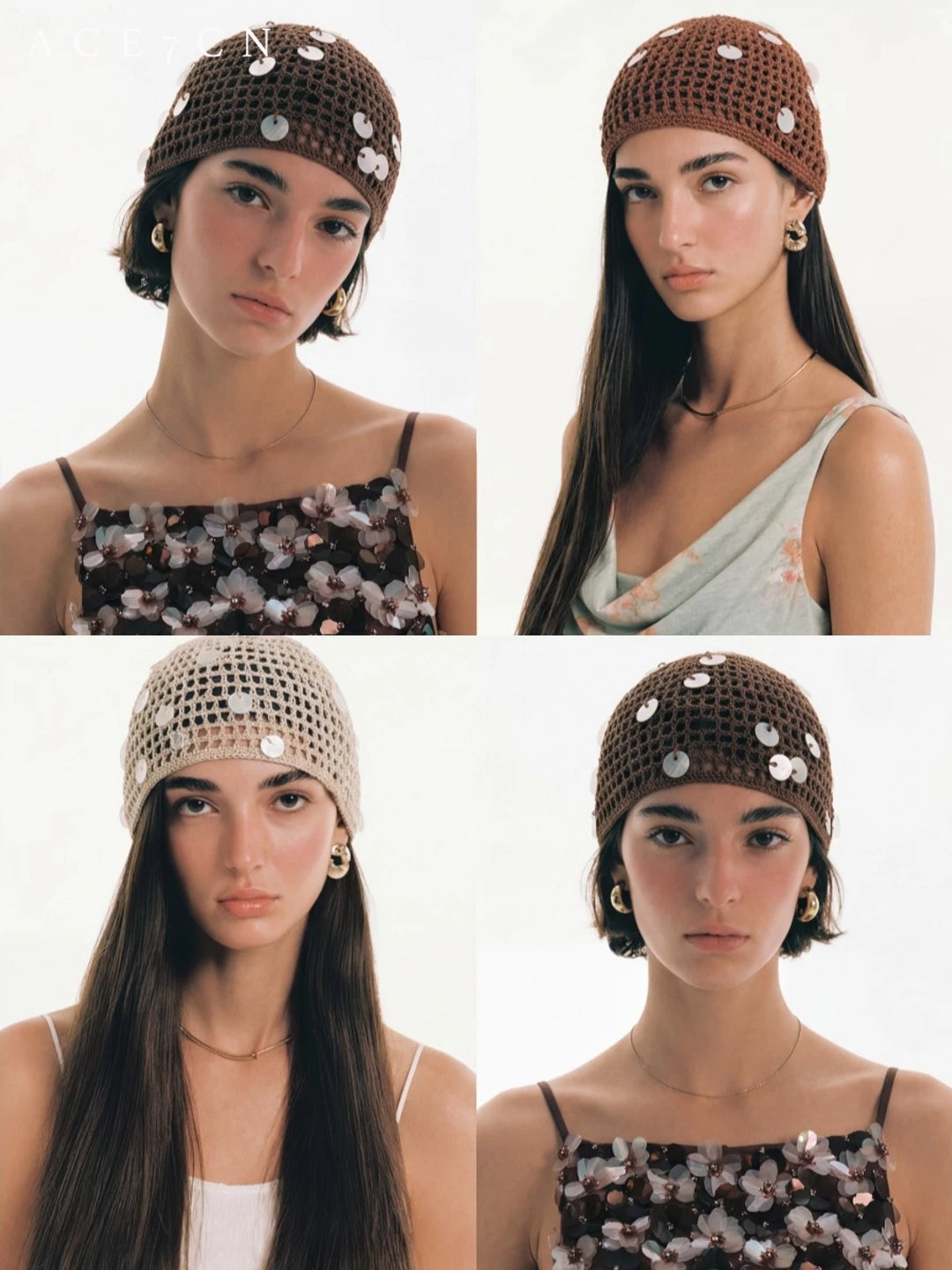 Vintage Chic Hand-Crochet Hat Vintage Openwork Headwrap