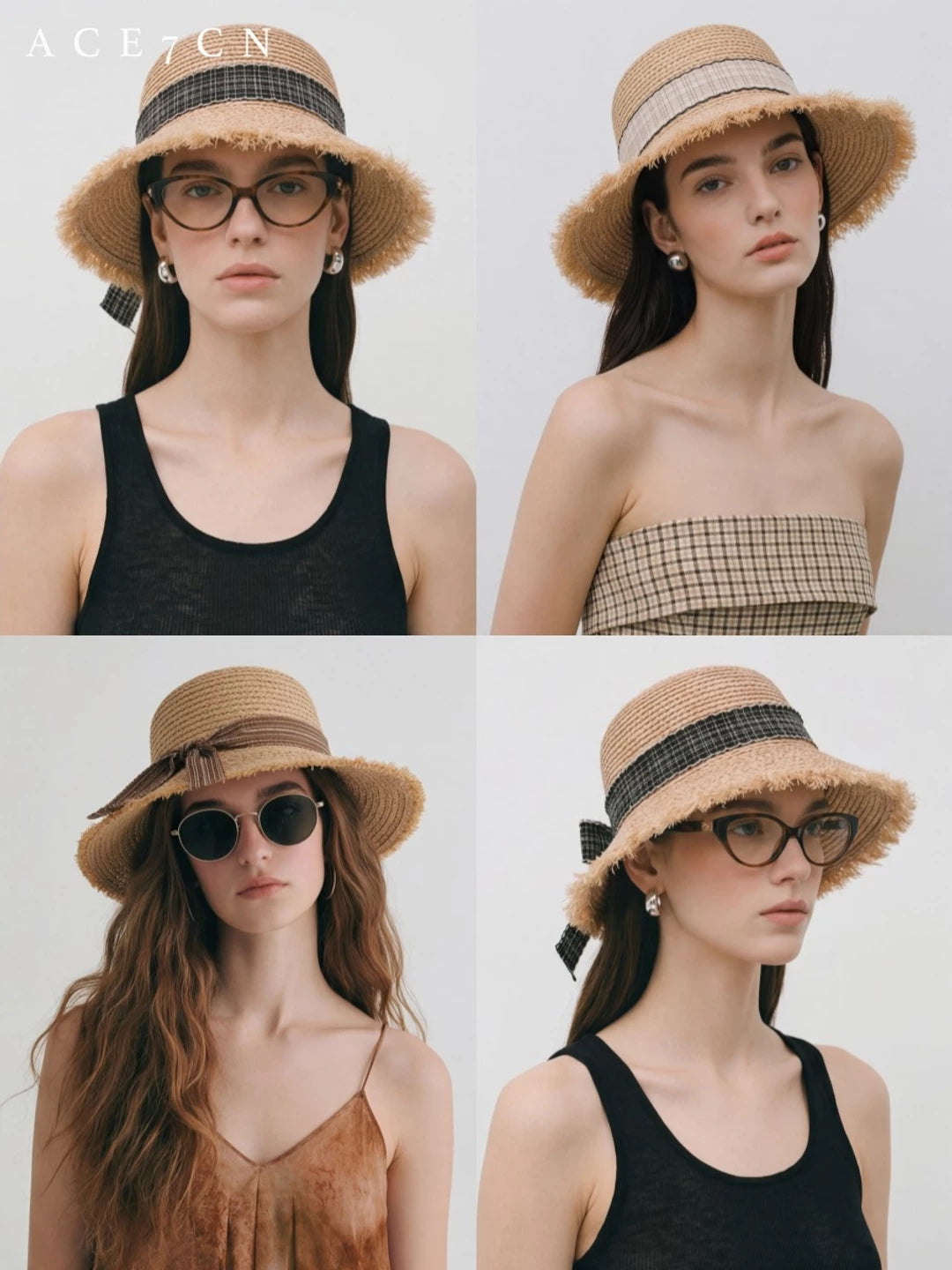 Parisian Raffia Sun Hat Straw-Woven Bow Resort