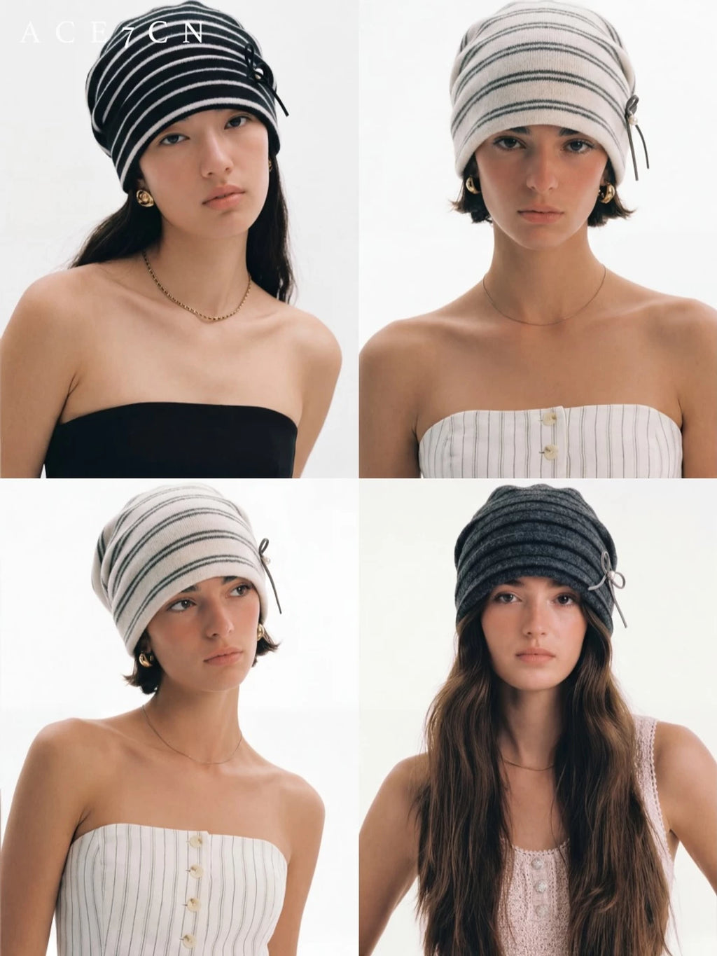 Korean Striped Knit Beanie New Headwrap Slouch