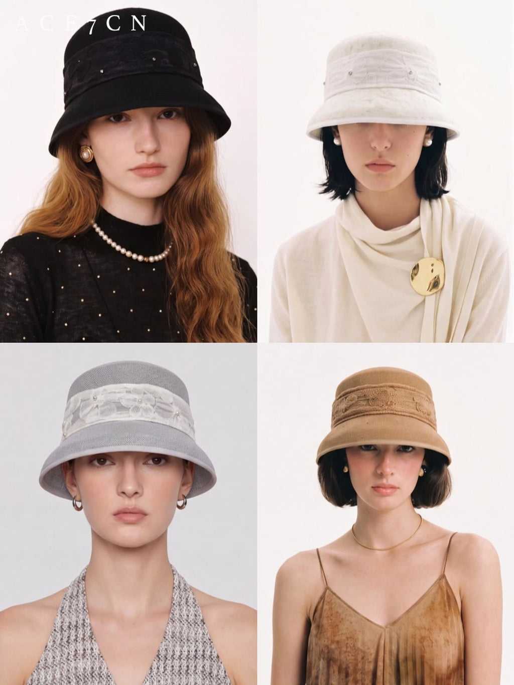 French Vintage Premium Straw-Woven Bucket Hat Lace